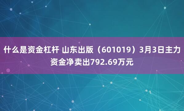 什么是资金杠杆 山东出版（601019）3月3日主力资金净卖出792.69万元