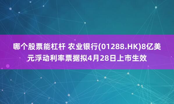哪个股票能杠杆 农业银行(01288.HK)8亿美元浮动利率票据拟4月28日上市生效
