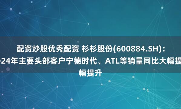 配资炒股优秀配资 杉杉股份(600884.SH)：2024年主要头部客户宁德时代、ATL等销量同比大幅提升
