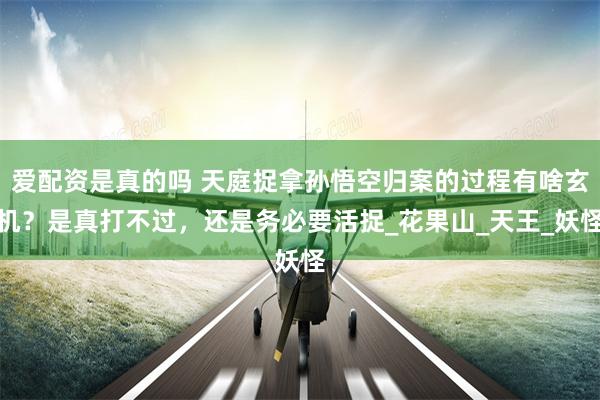爱配资是真的吗 天庭捉拿孙悟空归案的过程有啥玄机？是真打不过，还是务必要活捉_花果山_天王_妖怪