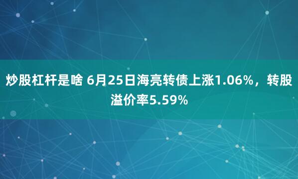炒股杠杆是啥 6月25日海亮转债上涨1.06%，转股溢价率5.59%